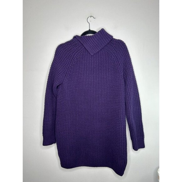 Lands' End Women's Oversized Cowl Neck Sweater Purple Cable Knit Size Med… - Picture 4 of 9